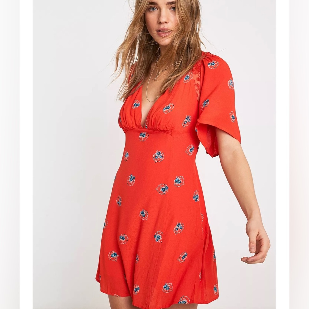 Free people mockingbird cherry red mini dress